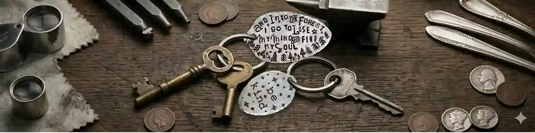 vintage silver plated spoons mae into keychains.