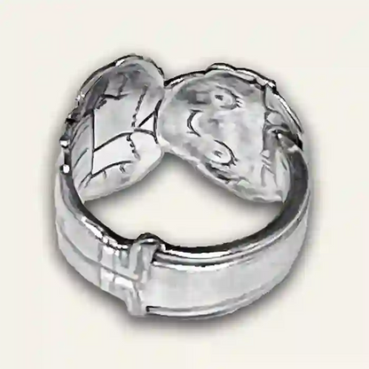 Campbell's Girl vintage silver-plate silverware spoon front view on neutral background