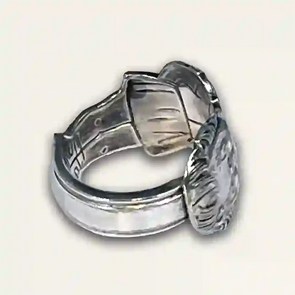 Campbell's Girl vintage silver-plate silverware spoon angled detail view