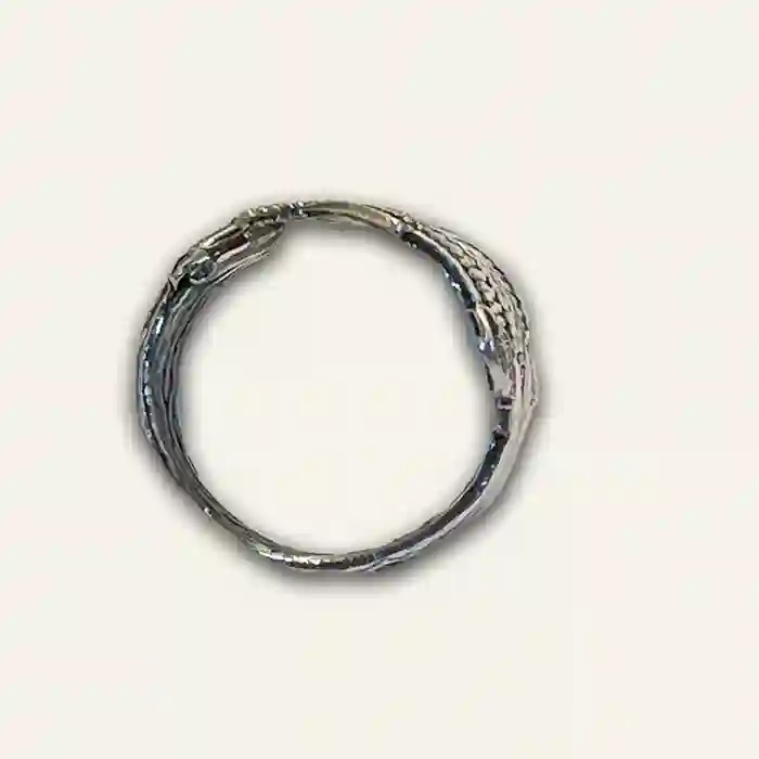 Towle's Log Cabin Closed-band artisan spoon ring with smooth silver finish