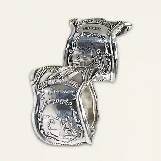 State of California Unique silver spoon ring crafted with artisan care