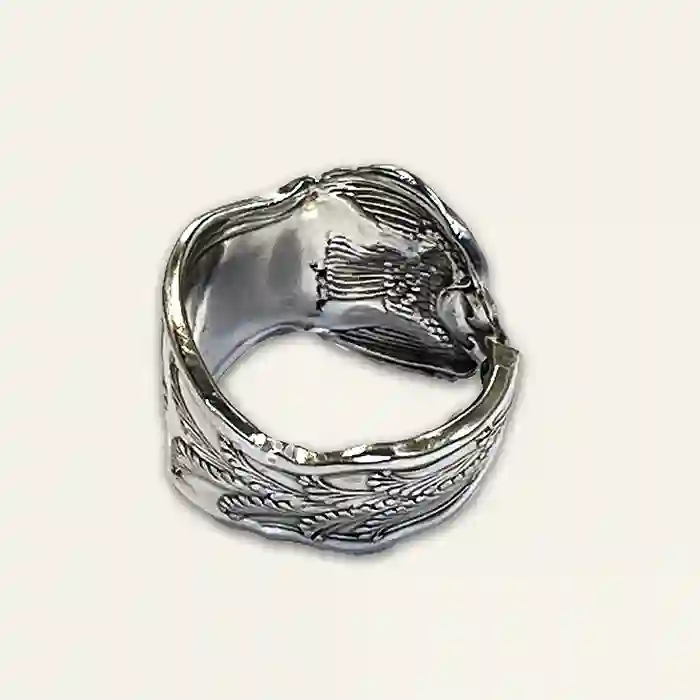 State of California Silver-plated flatware spoon ring with floral details
