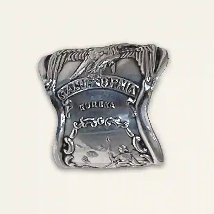State of California Closed-band silverware ring with soft vintage sheen