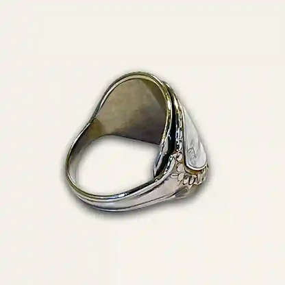 Closed-band silverplate ring with vintage detail work