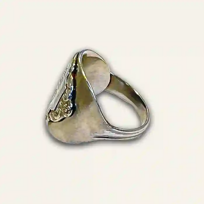 Handmade silverplate ring repurposed from cutlery