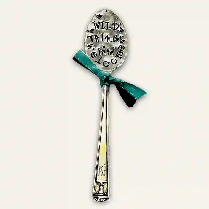 Wild Things Welcome vintage spoon herb marker full image