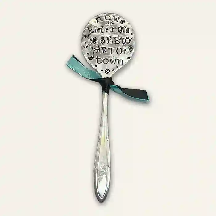 Now entering the seedy part of town vintage silver-plate spoon garden marker