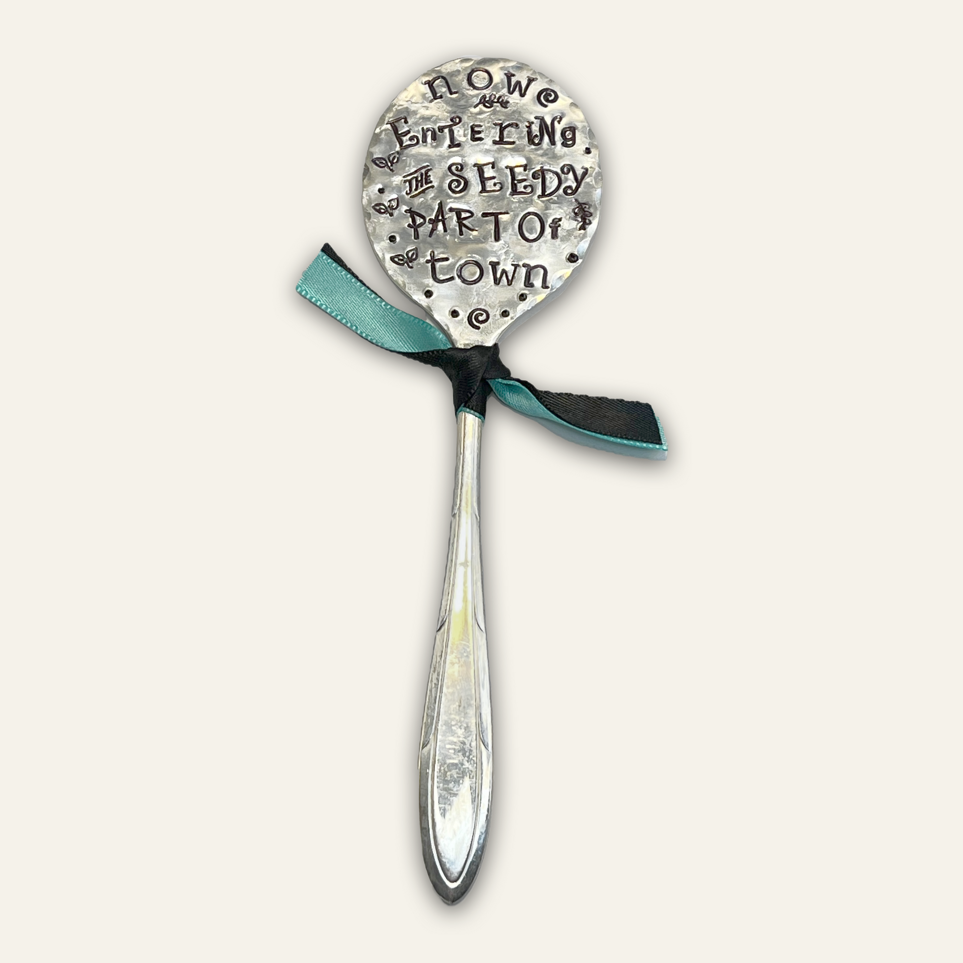 vintage garden marker – hand-stamped – funny spoon plant tag
