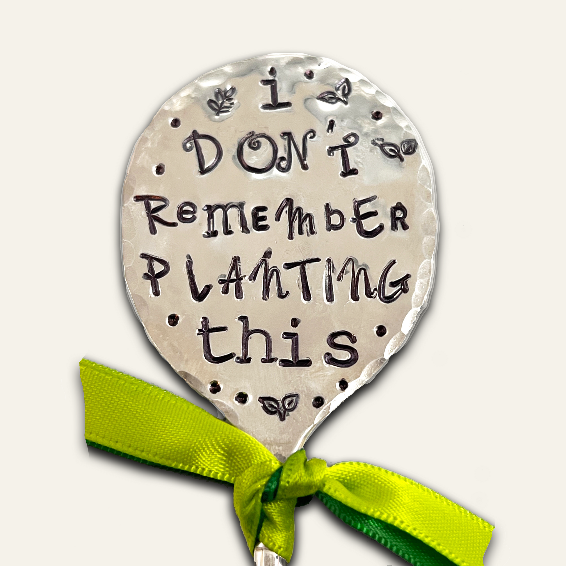 silver-plated garden marker – hand-stamped – eco friendly garden gift