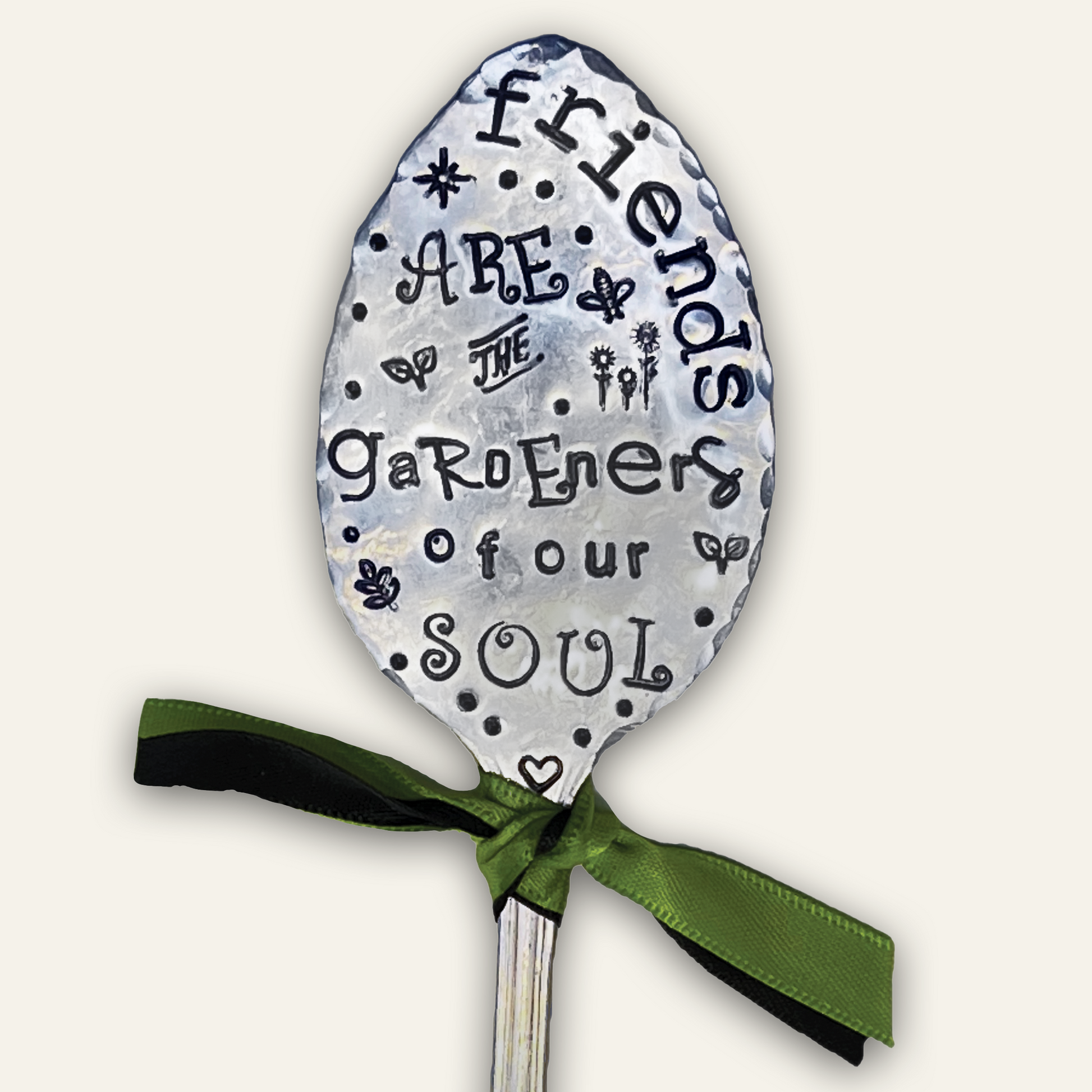 silver-plated garden marker – hand-stamped – friend