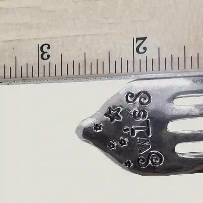 Gouda, cheddar, brie, and swiss silverware fork cheese markers measures 2.75 inches