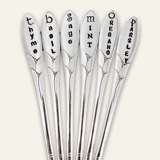 vintage spoon ring – hand-stamped – basil thyme oregano