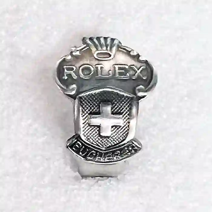 Boho-inspired vintage ROLEX -Bucherer  spoon ring with artisan pattern