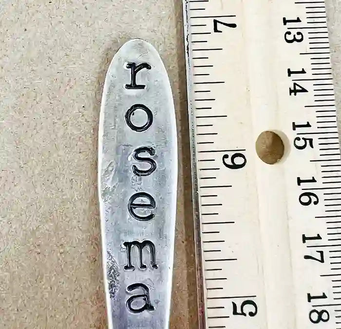 Basil, Parsley, Thyme, Oregano, and Rosemary herb markers, labels measure over 2 inches