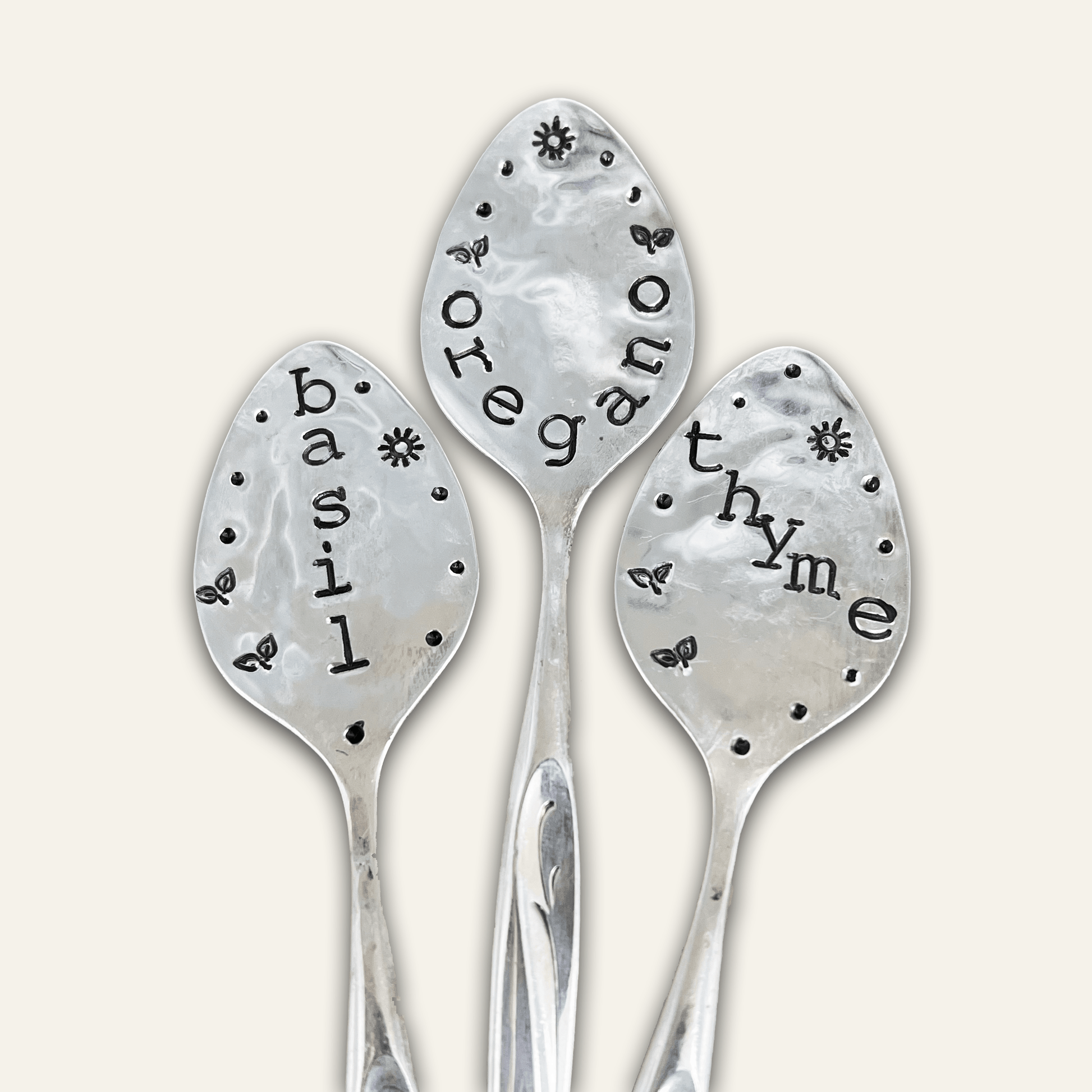 vintage spoon ring – hand-stamped – basil oregano thyme