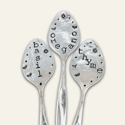 vintage spoon ring – hand-stamped – basil oregano thyme