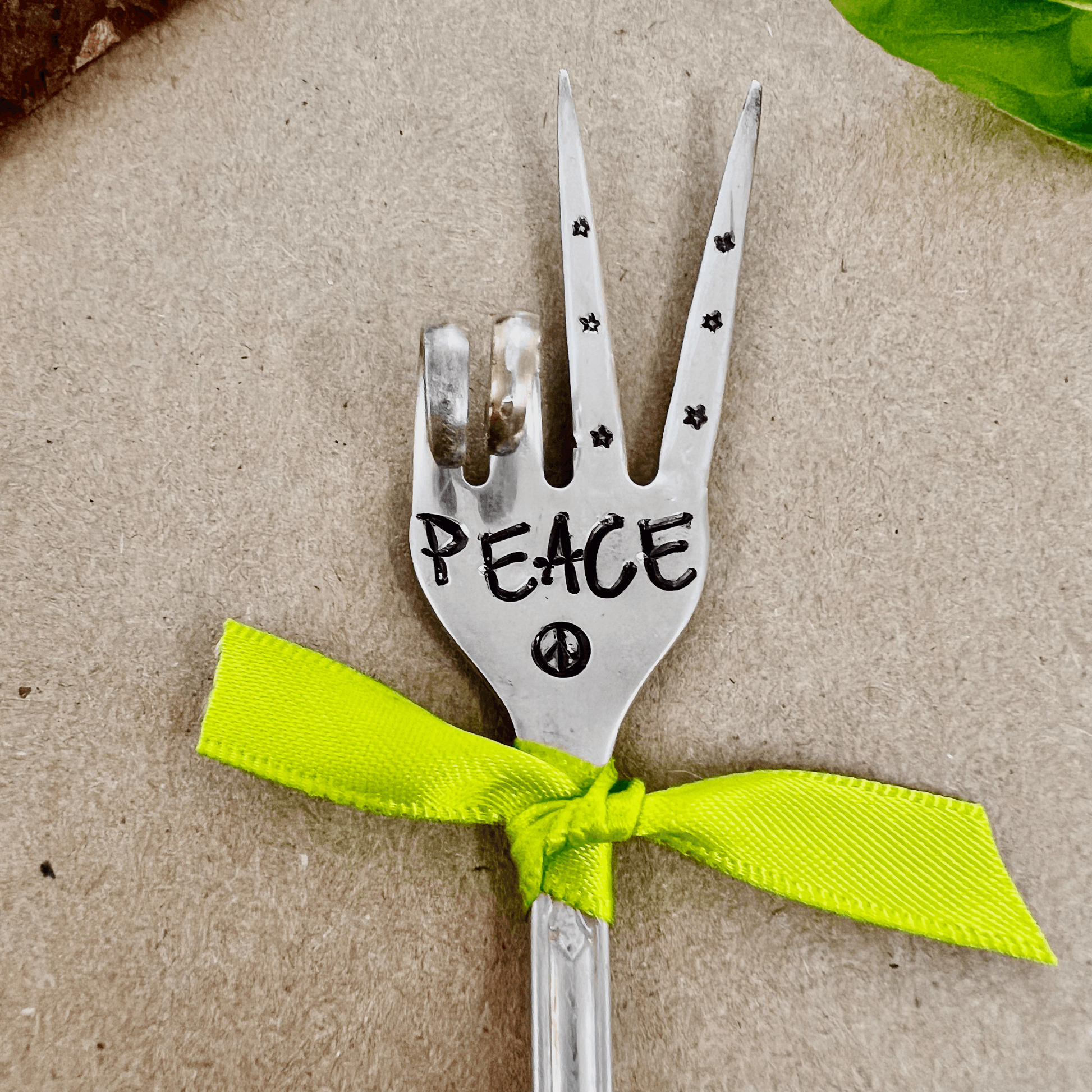 silver-plated garden marker – hand-stamped – handmade garden charm