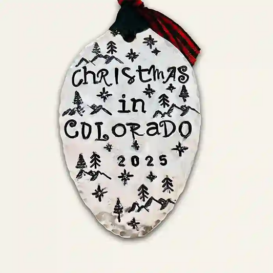 Christmas In Colorado 2025 silver-plate vintage flatware spoon holiday ornament