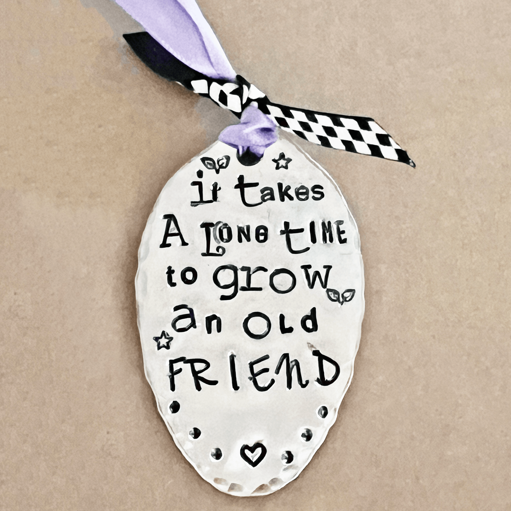 silver-plated ornament – hand-stamped – eco friendly decor