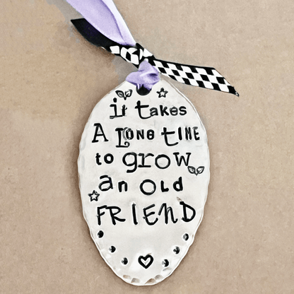 silver-plated ornament – hand-stamped – eco friendly decor