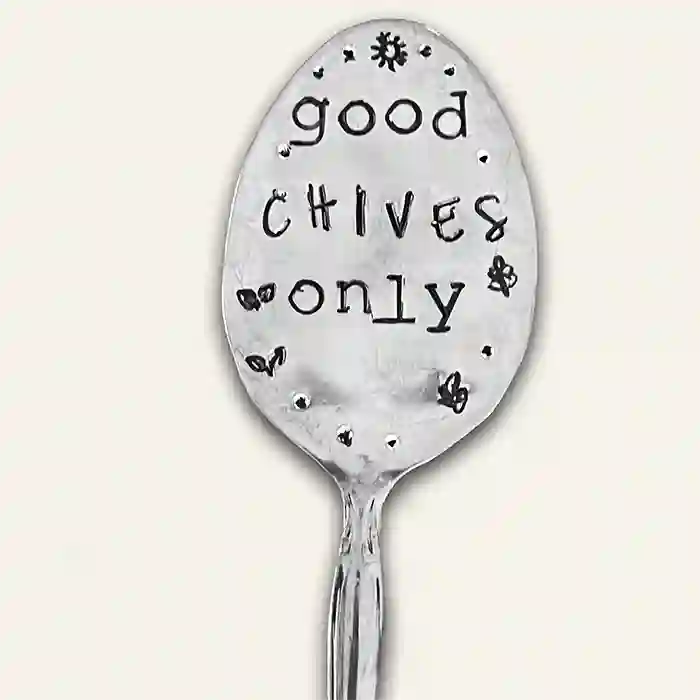 Good Chives Only vintage silver-plate spoon herb marker