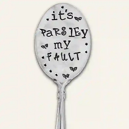 It's Parsley My Fault vintage spoon herb garden marker