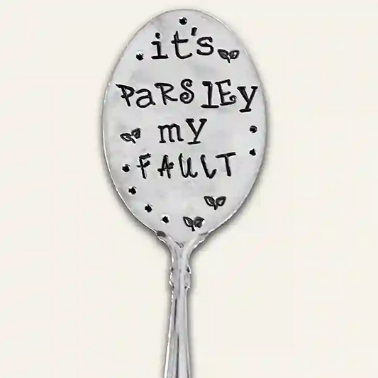 It's Parsley My Fault vintage spoon herb garden marker