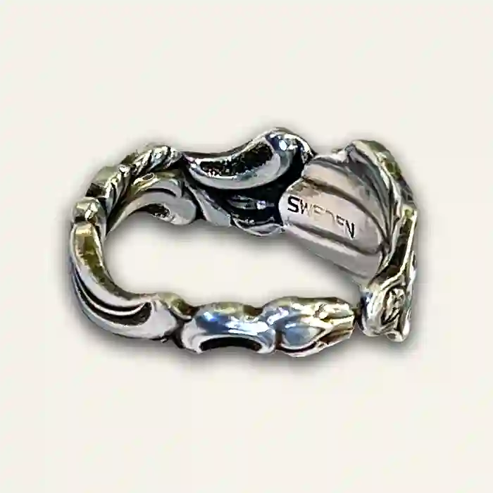 Lady With A Fan Swedish Spoon Ring made from repurposed silverware