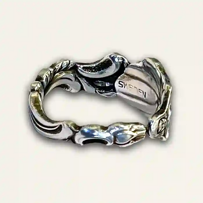 Lady With A Fan Swedish Spoon Ring made from repurposed silverware