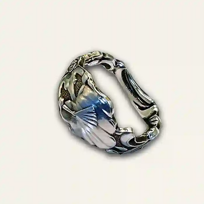 Lady With A Fan Swedish Spoon Ring crafted from authentic flatware