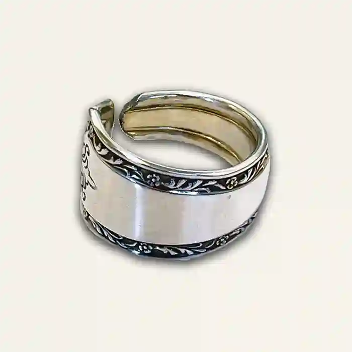 Upcycled vintage spoon ring shaped from real flatware