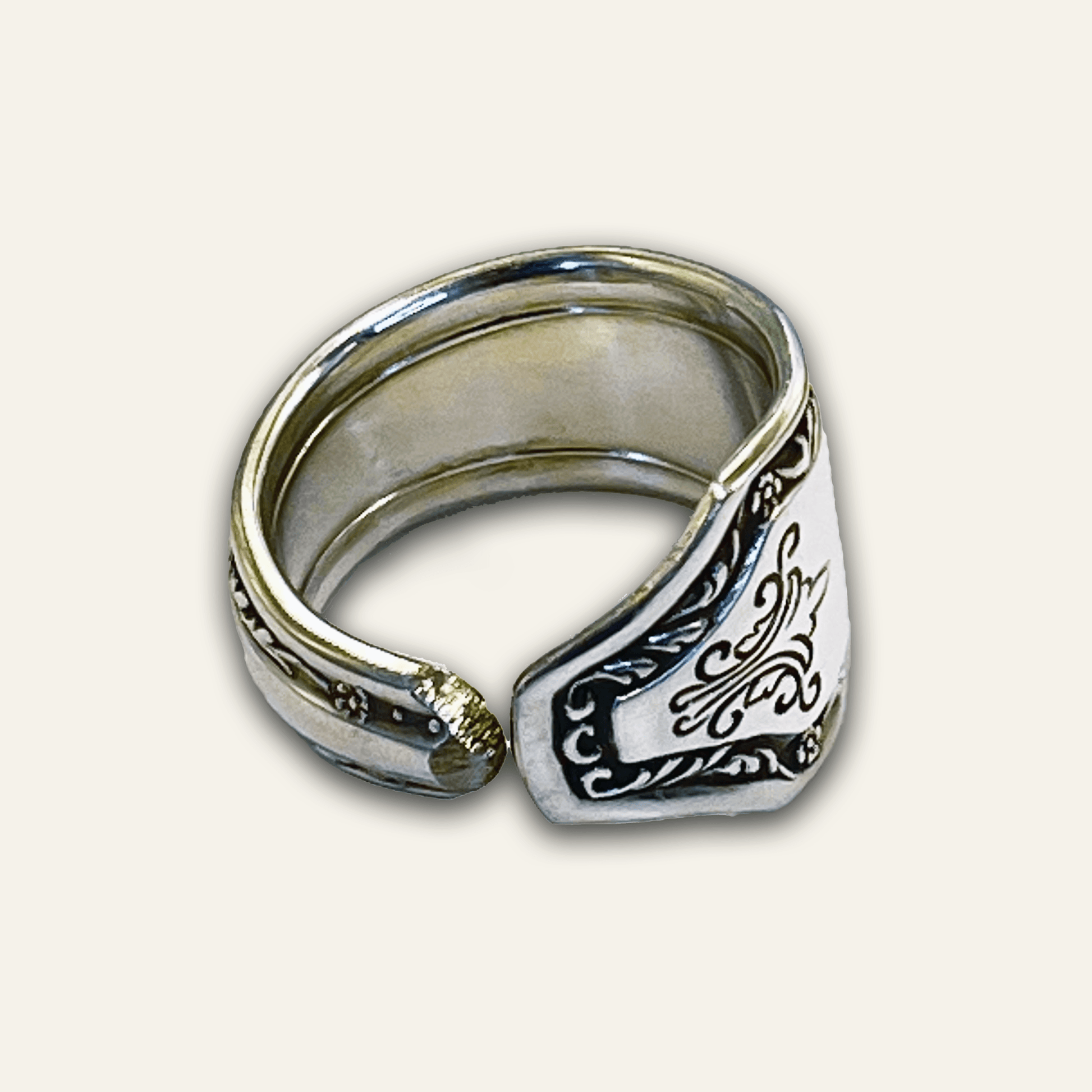 vintage spoon ring – floral scroll ring