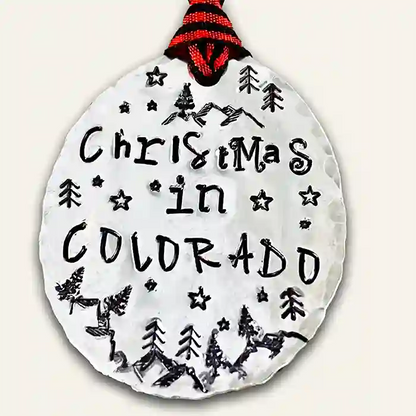 Christmas in Colorado on a vintage silver-plate spoon making a beautiful ornament