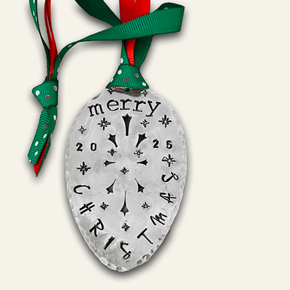 silver-plated spoon ring – hand-stamped – 2025 Christmas decor