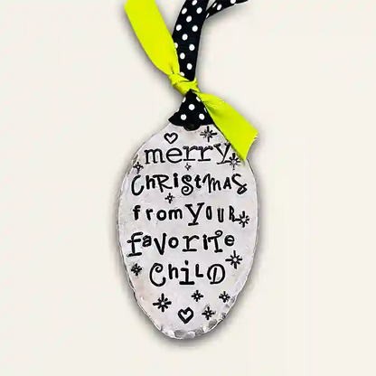 Merry Christmas From Your Favorite Child vintage silver-plate spoon ornament