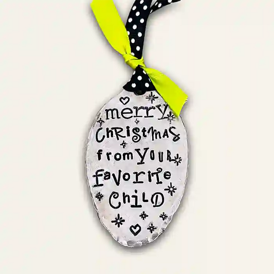 Merry Christmas From Your Favorite Child vintage silver-plate spoon ornament