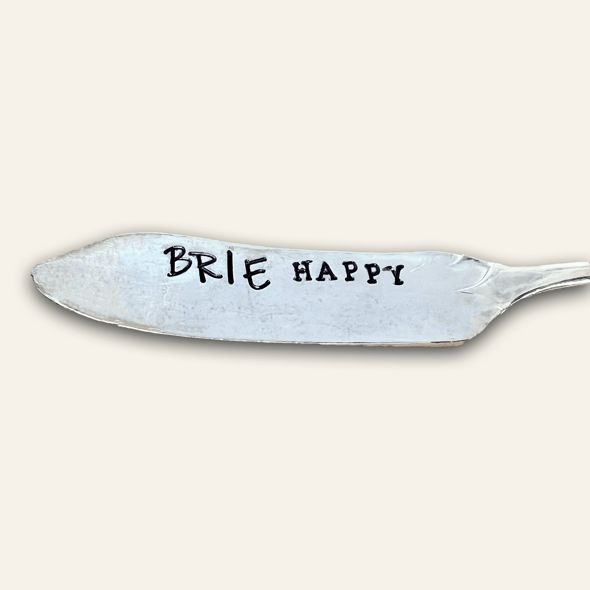 vintage spoon ring – hand-stamped – brie happy cheese spreader