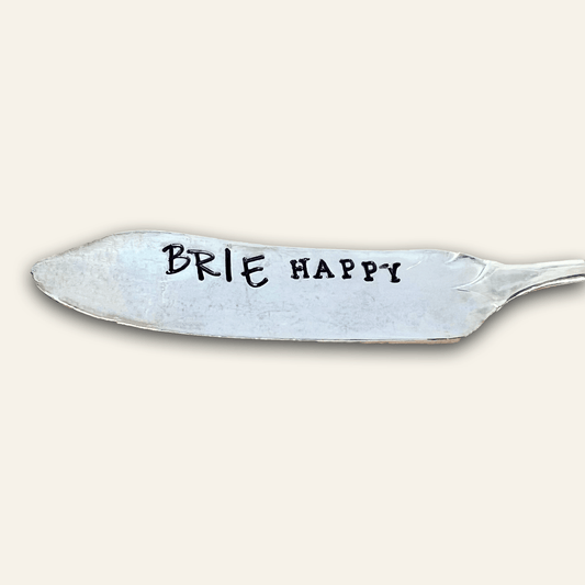 vintage spoon ring – hand-stamped – brie happy cheese spreader