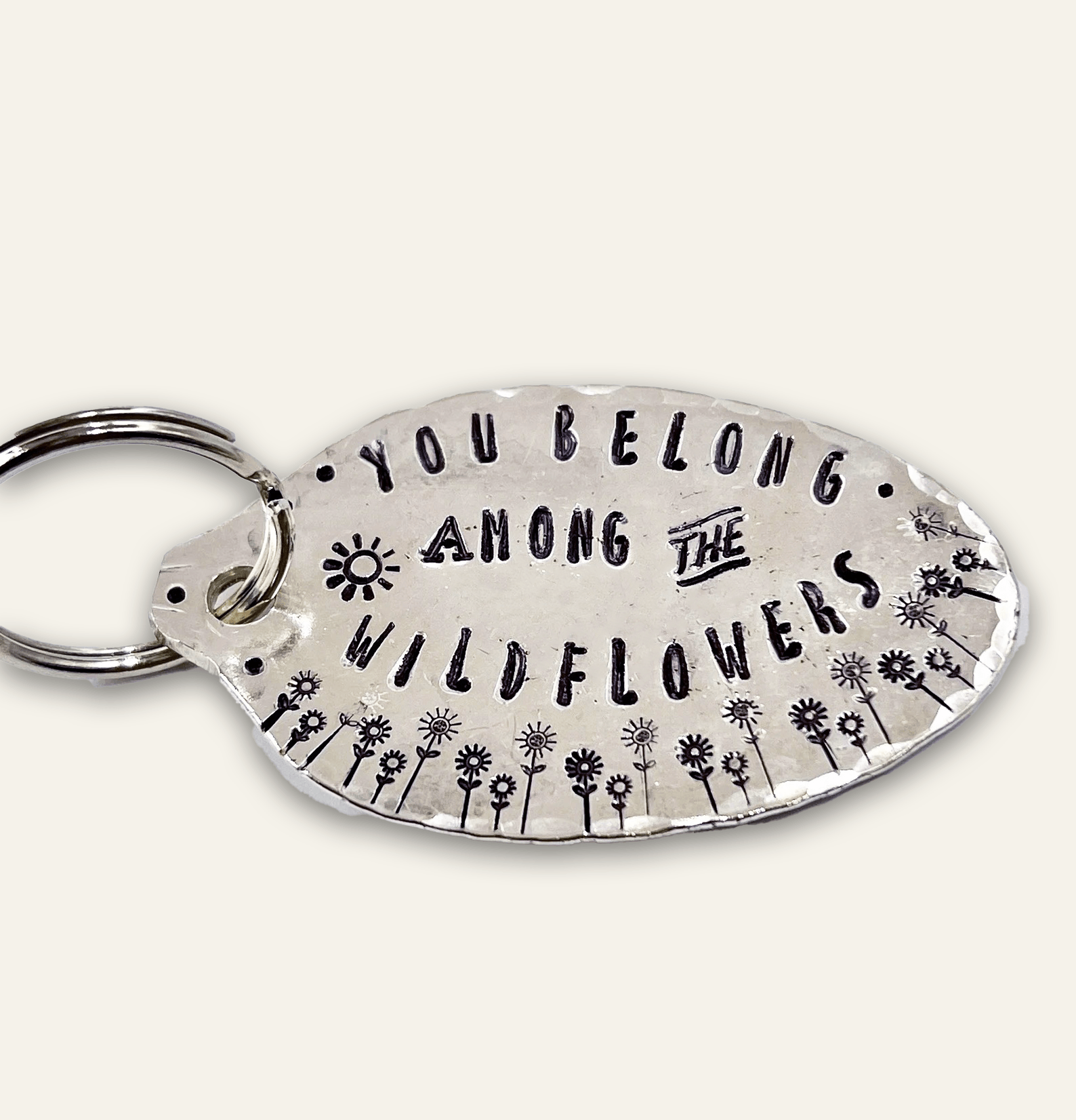vintage spoon ring – hand-stamped – boho wildflower keychain