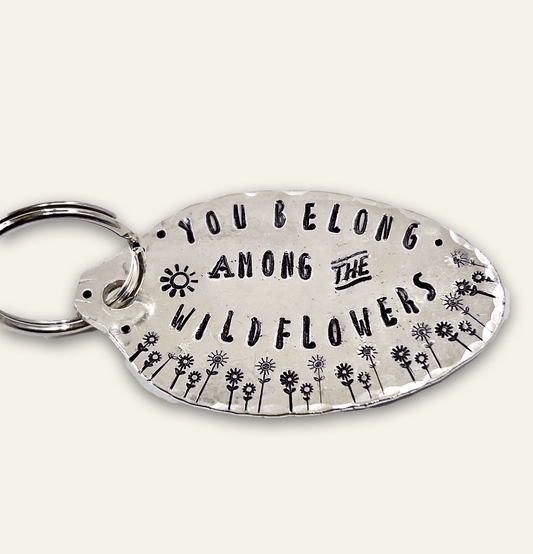 vintage spoon ring – hand-stamped – boho wildflower keychain
