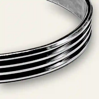 Sterling Silver bangle bracelet with three bands close up to see bands