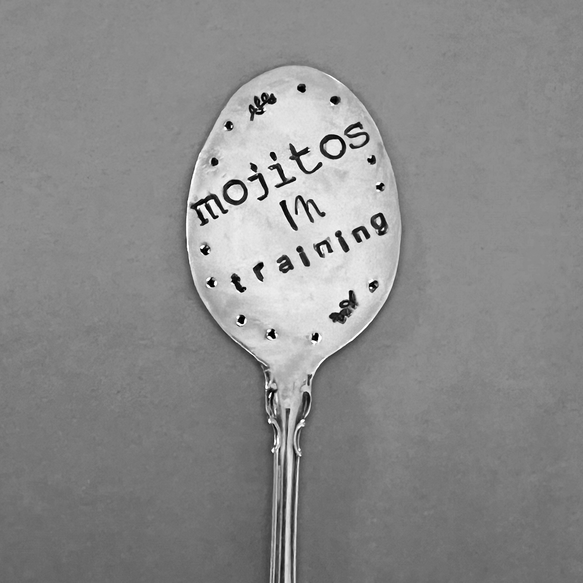 vintage garden marker – hand-stamped – cocktail herb label