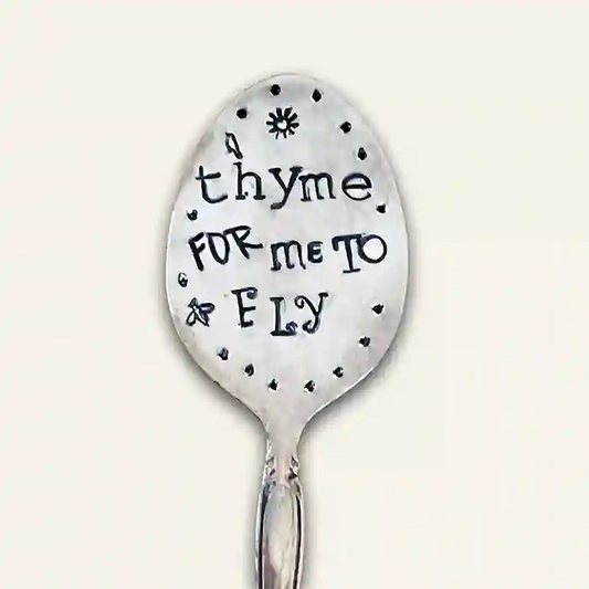 Thyme For Me To Fly vintage silver-plate spoon herb marker