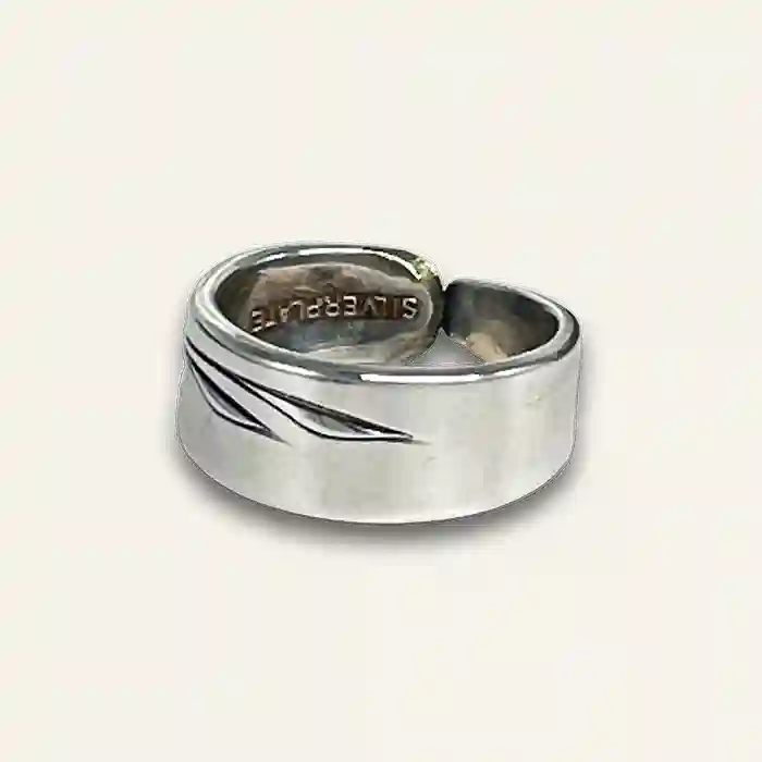 Upcycled silverware jewelry ring with timeless charm