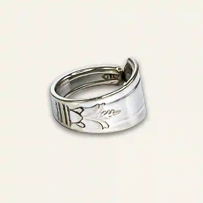Boho silverplate spoon ring made from reclaimed flatware