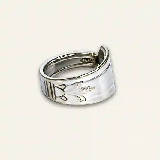 Boho silverplate spoon ring made from reclaimed flatware
