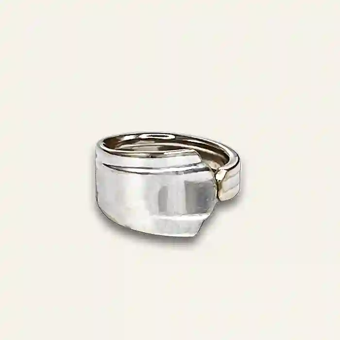 Hand-shaped vintage spoon ring with artisan finish