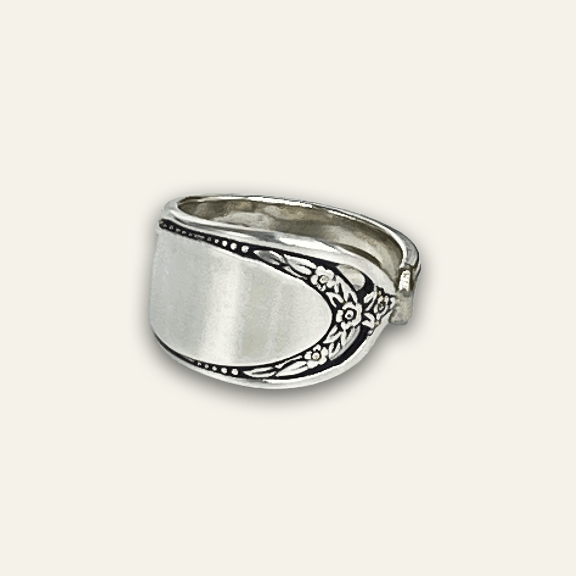 silver-plated spoon ring – antique style silver ring