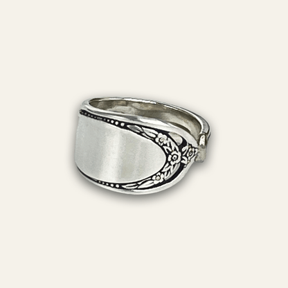 silver-plated spoon ring – antique style silver ring