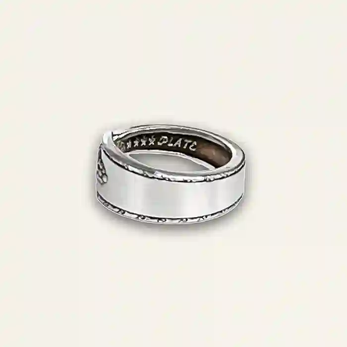 Hand-shaped spoon ring with antique silverplate detailing